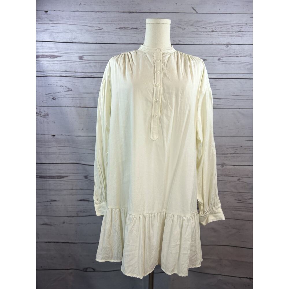 Elizabeth and James Soft Cream Dress Tunic Womens Small Button Front Long Sleeve